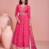 embroidered chinon free size anarkali suit semi stitched - Image 2