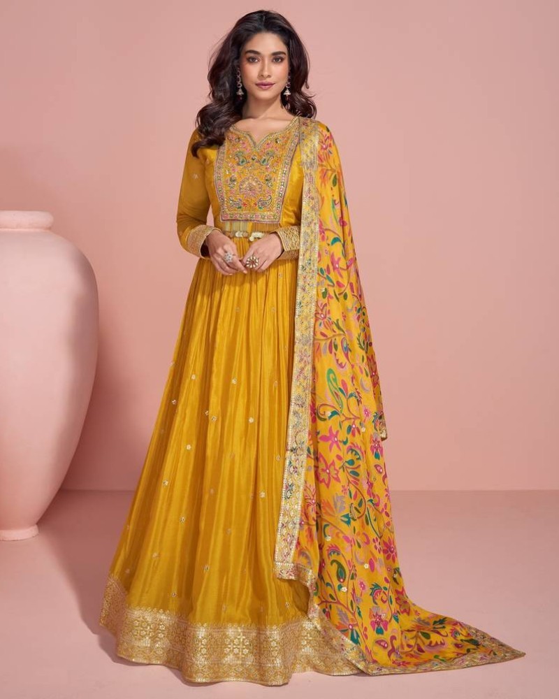 Whimsical latest Georgette Embroidery Semi Stitched Party Wear / Bridal suits Dress for Women Remarkable - Disclose Styles & Luxe